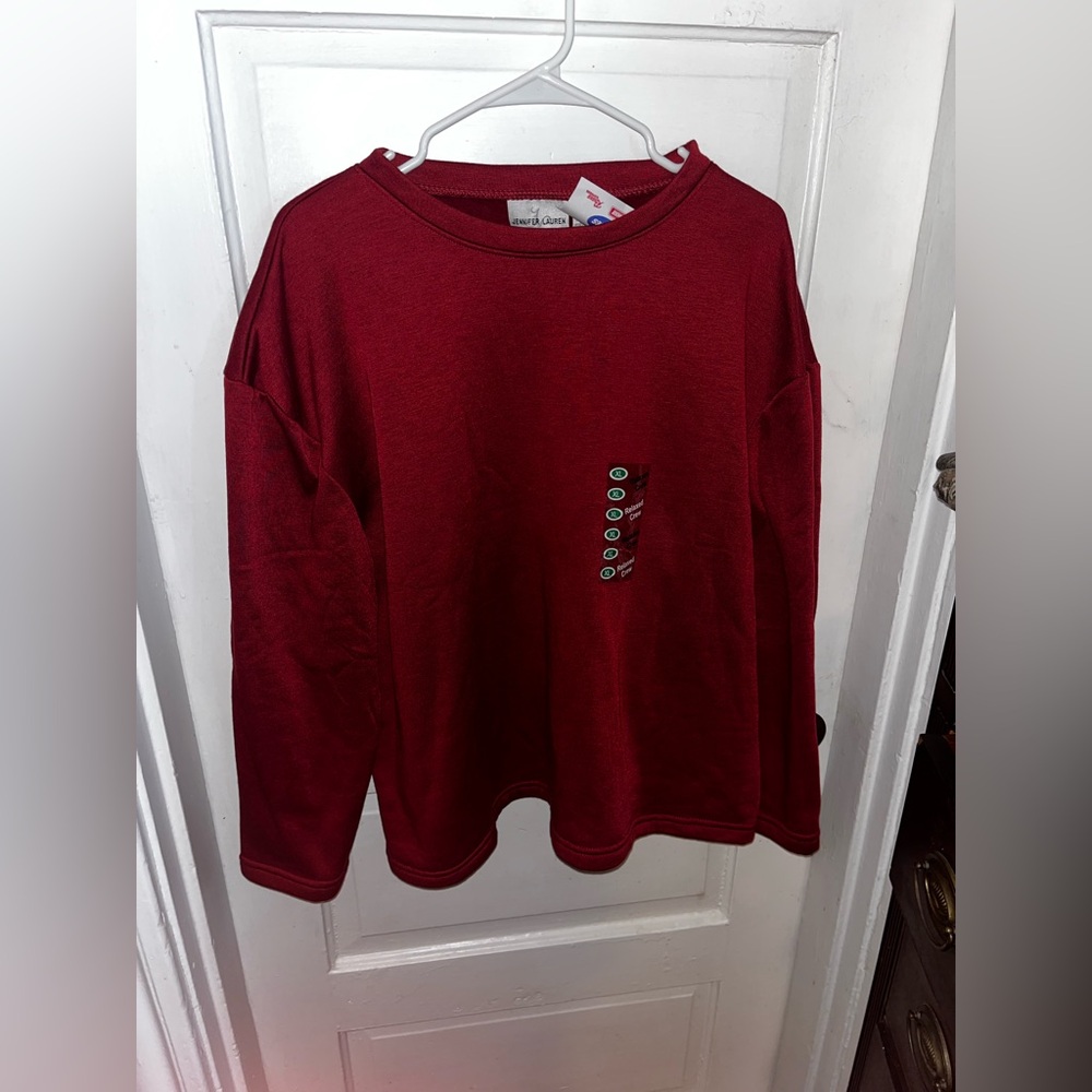 NWT Jennifer Lauren Maroon Fleece Pullover Sweatshirt